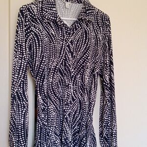 CATO Long Sleeve Dot-Pattern Maxi Dress